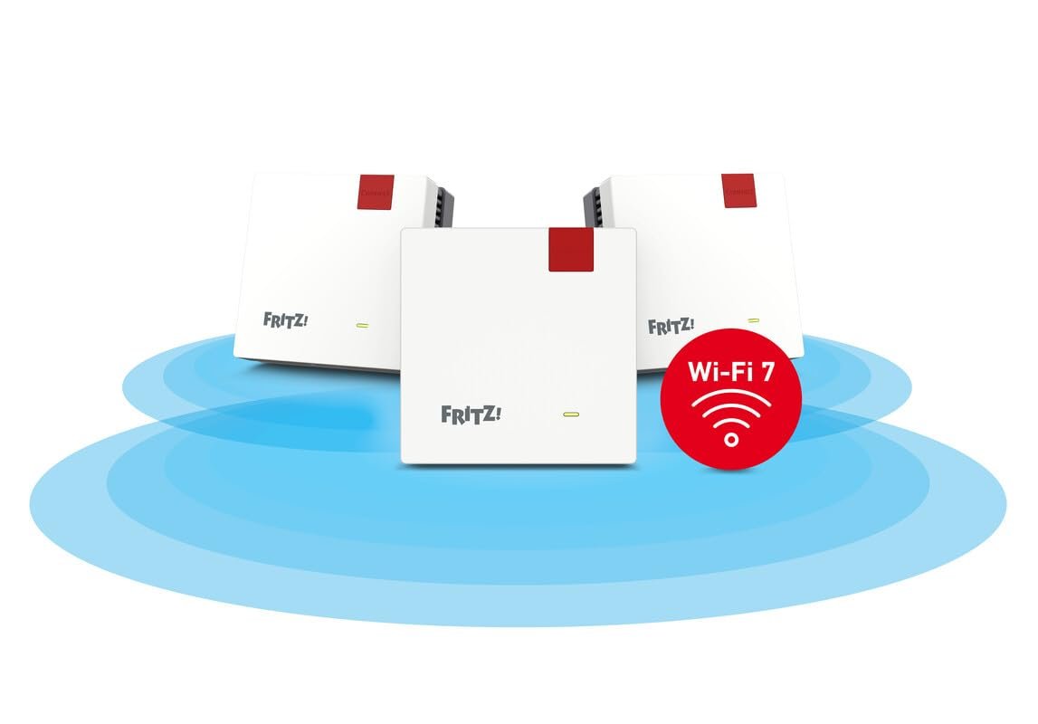 FRITZ!Mesh Set 1700 3er-Set Wi-Fi 7 bis 3.600 MBit/s WLAN-Abdeckung 5-7 Räume Repeater weiß