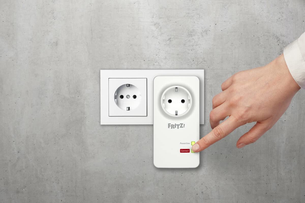 FRITZ!Powerline 1220 Set mit 1.200 MBit/s und 2x Gigabit-LAN je Adapter – Netzwerk über Stromleitung
