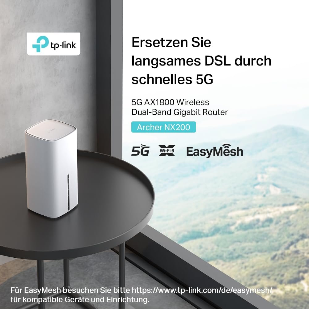 TP-Link Archer NX200 5G Router AX1800 WLAN 6 mit SIM-Karte, Dualband, 3 Gigabit-Ports, Plug-and-Play