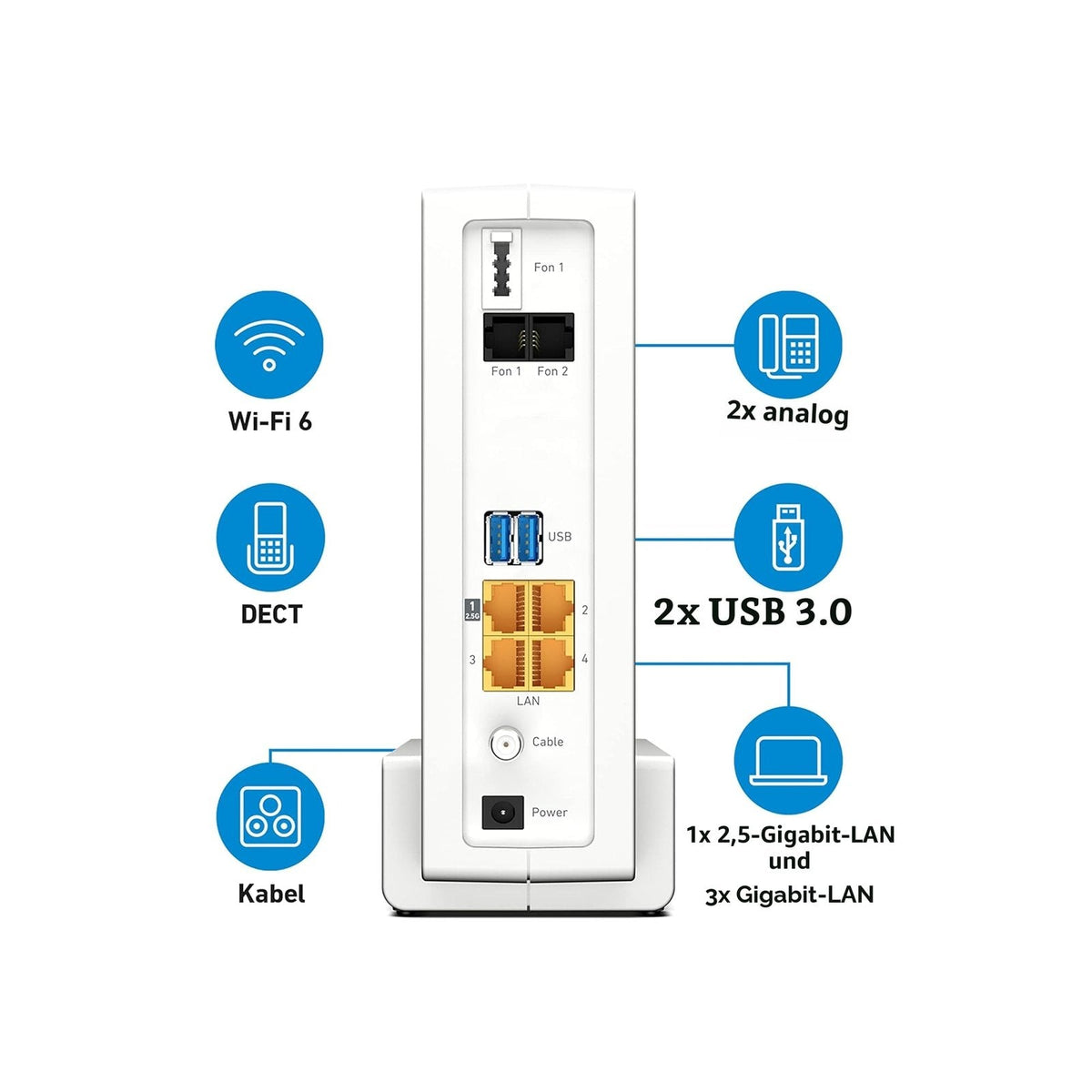 FRITZ!Box 6690 Cable Router mit Wi-Fi 6 – DOCSIS 3.1 Kabelmodem, 4×4 WLAN AX bis 6.000 MBit/s, Mesh