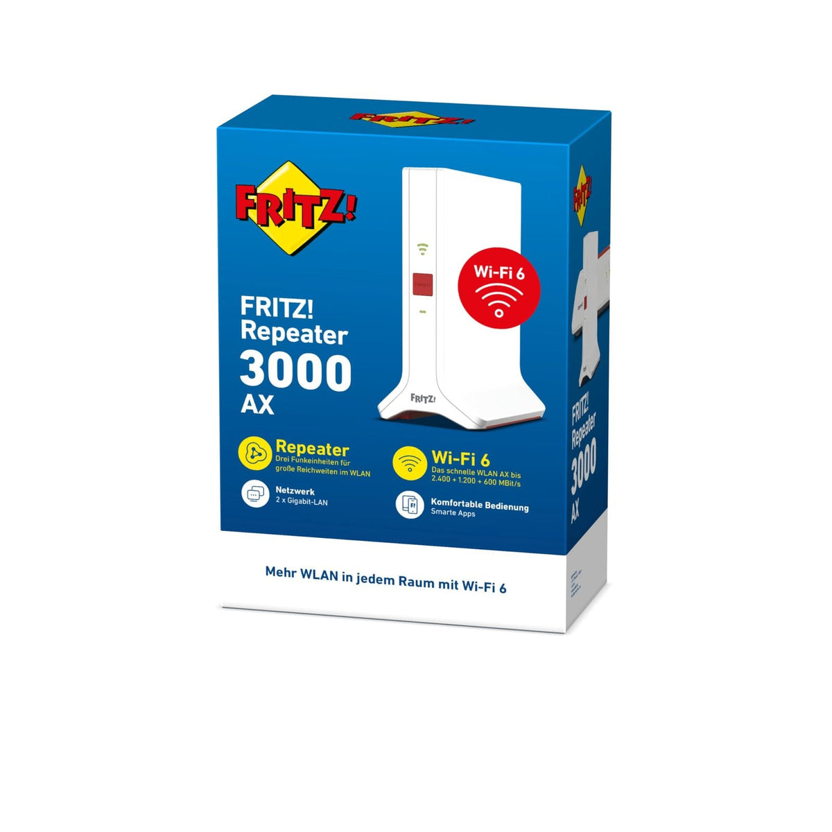 FRITZ!Repeater 3000 AX Triband Wi-Fi 6 WLAN Mesh Repeater 4.200 MBit/s, 2x Gigabit-LAN