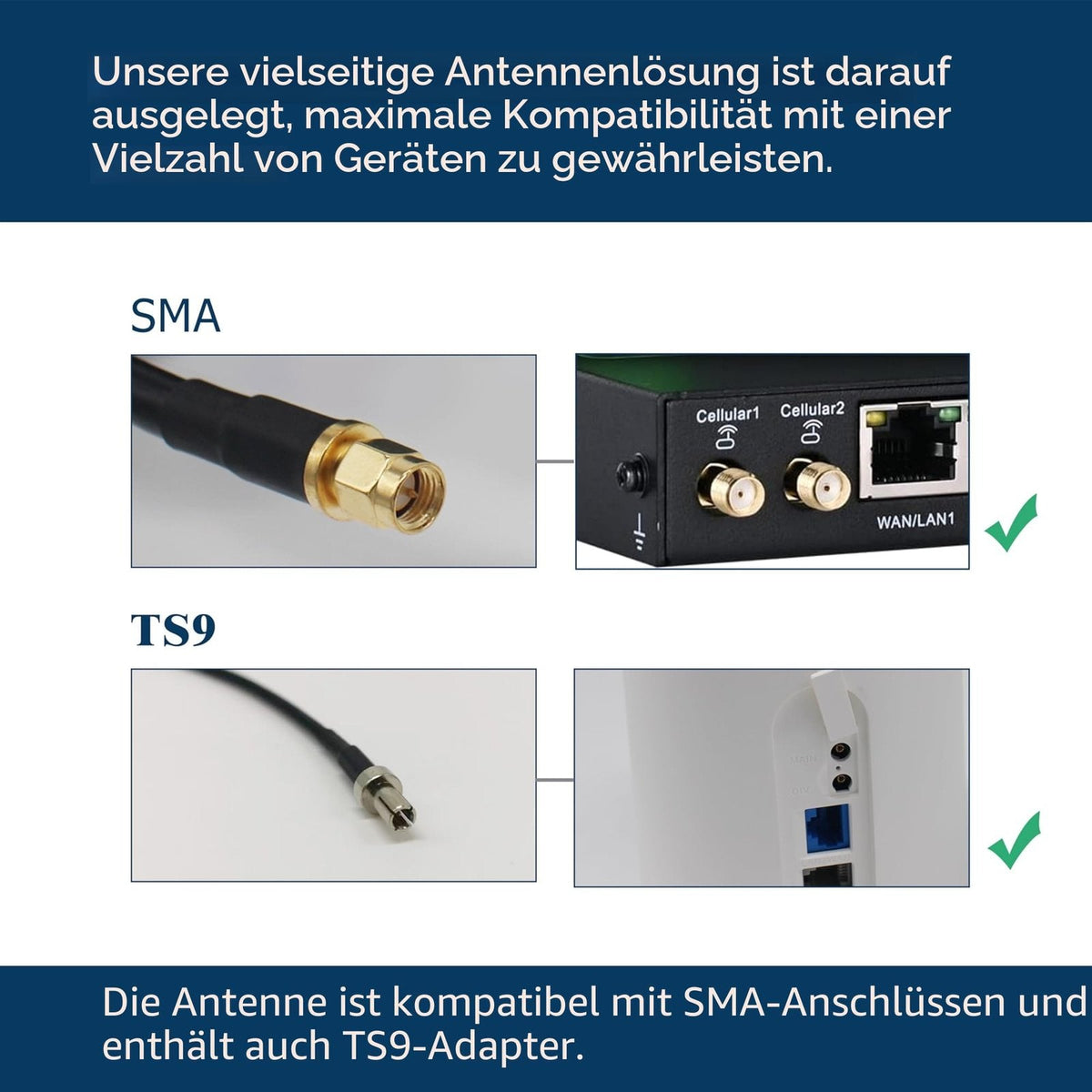 4G 5G MIMO Antenne 15dBi LTE Richtantenne 698-3800MHz SMA/TS9 Outdoor Verstärker für Router