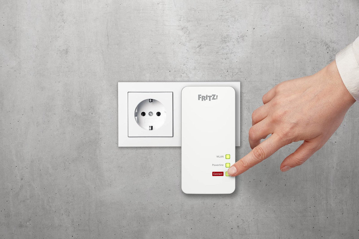 FRITZ!Powerline 1260/1220 WLAN Set – 1.200 MBit/s Heimnetz über Stromleitung, WLAN Mesh, Gigabit-LAN